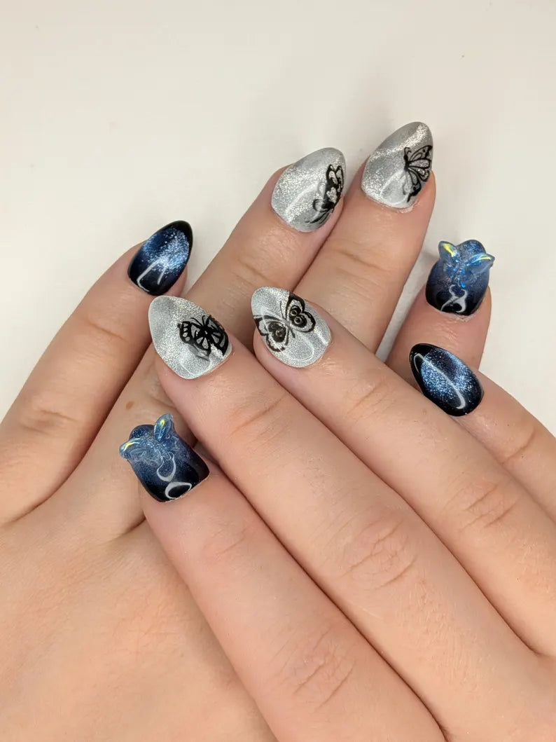 Cateye Butterfly Press on Nails